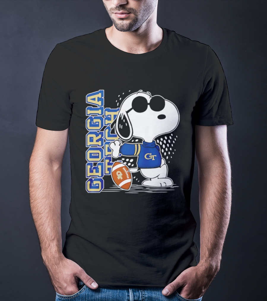 Snoopy Joe Cool With Georgia Tech GT Yellow Jackets Football T-Shirt