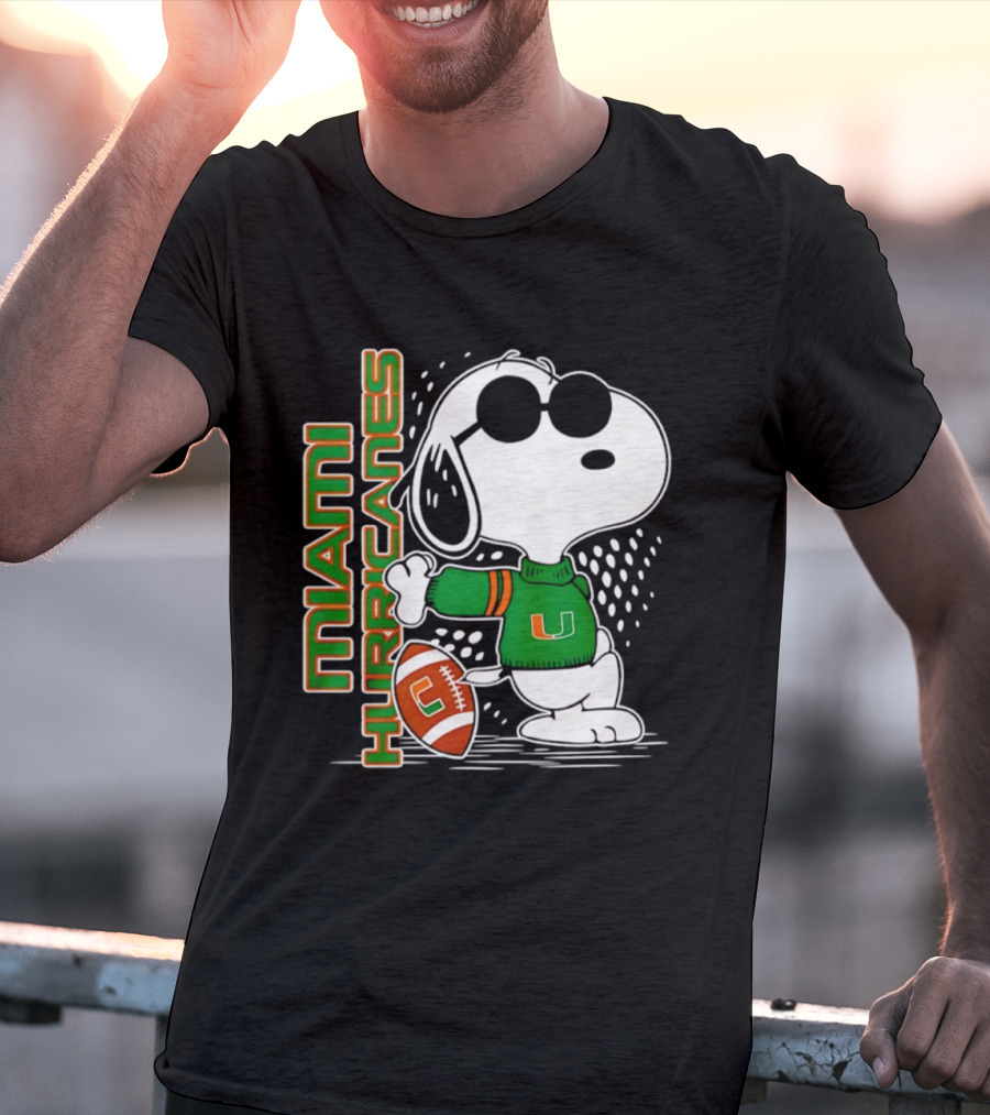 Snoopy Joe Cool Miami Hurricanes Football Style Spirit T-Shirt