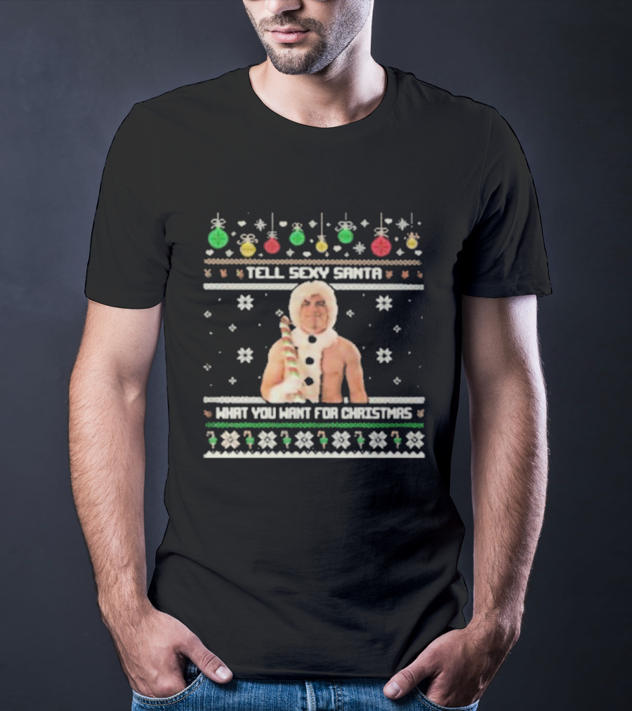 Tell Sexy Santa What You Want For Christmas Ugly Festive Sweater T-Shirt