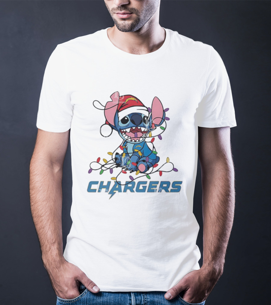 Stitch Christmas Lights Chargers Los Angeles Ornament T-Shirt
