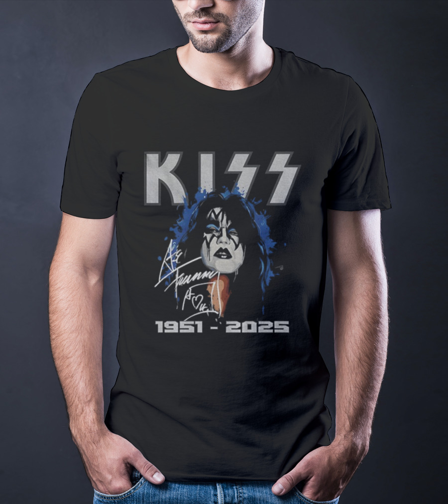 Kiss 1951-2025 Ace Frehley Signature Rock Legend RIP T-Shirt