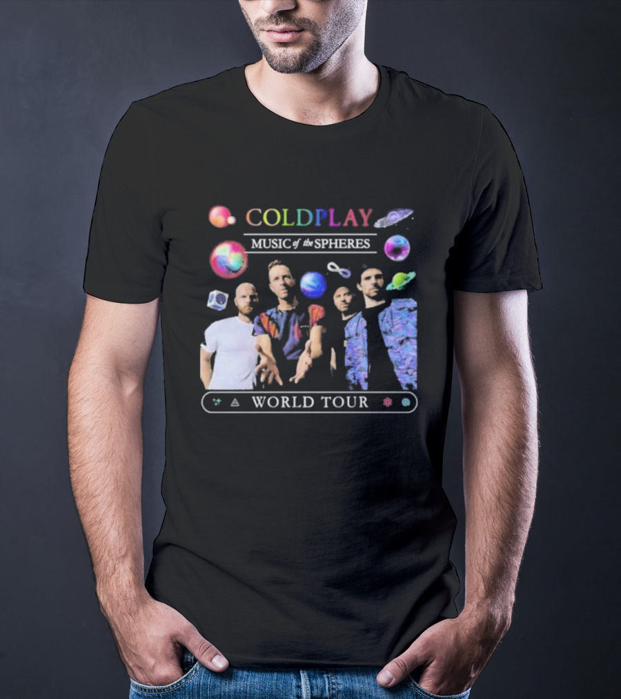 Coldplay Music Of The Spheres World Tour 2025 Band Planets Symbols T-Shirt