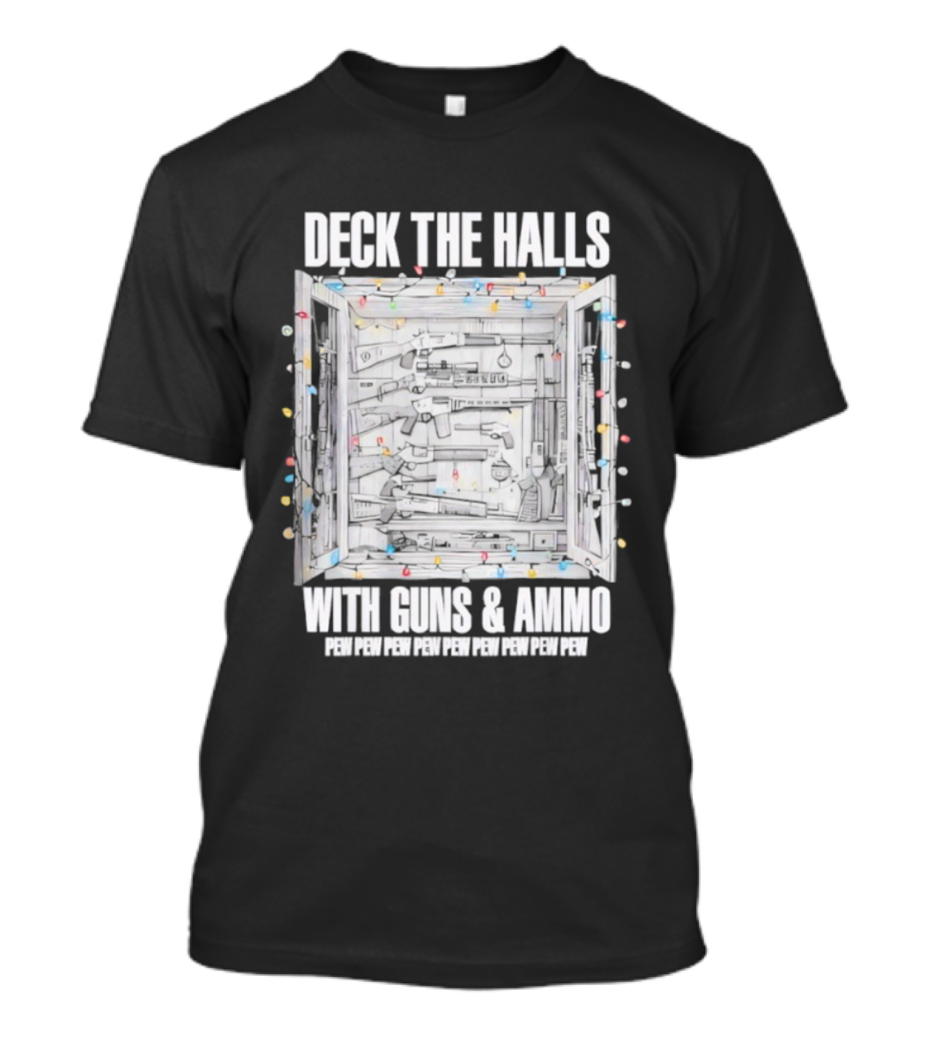 Deck The Halls With Guns And Ammo Holiday Lights T-Shirt