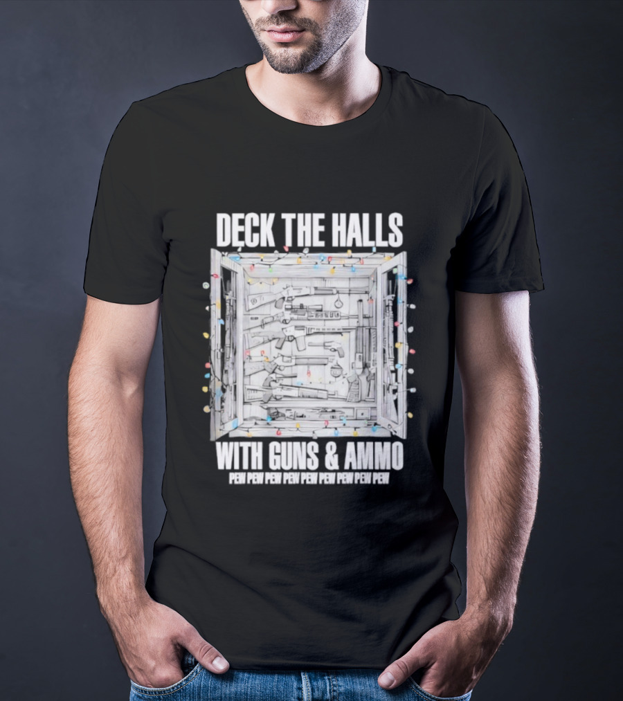 Deck The Halls With Guns And Ammo Holiday Lights T-Shirt