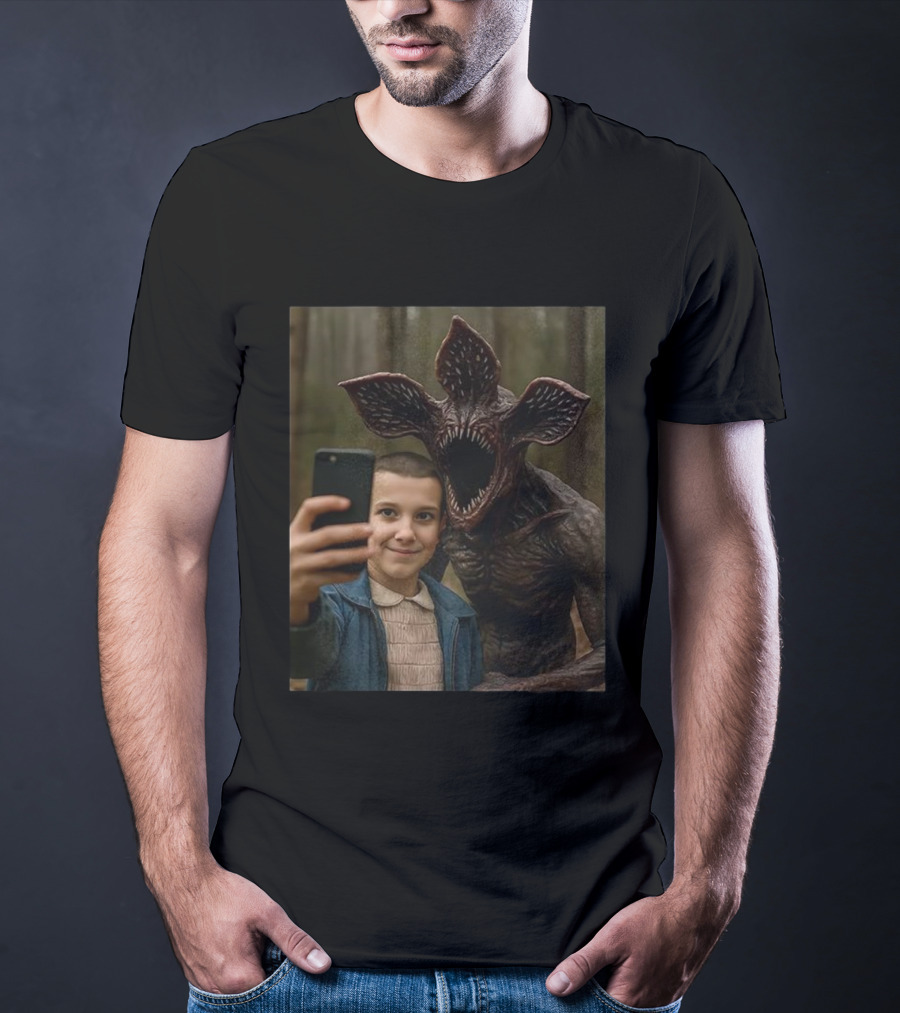 Stranger Things Eleven Demogorgon Selfie Meme Viral Fan Favorite Moment Iconic Scene T-Shirt