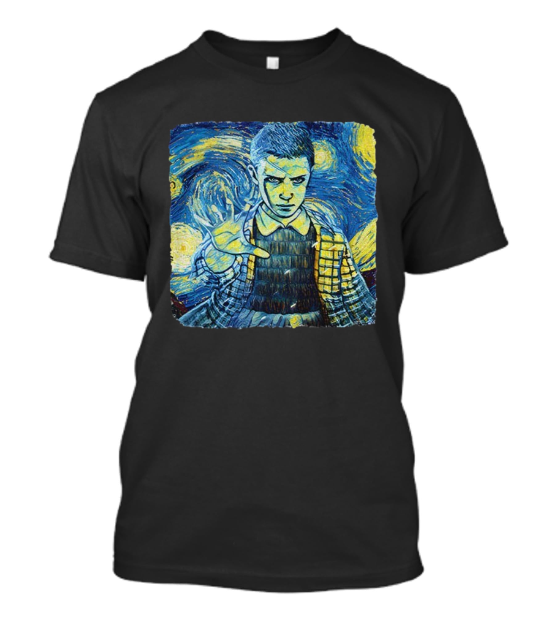 Eleven Starry Night Van Gogh Stranger Things Fusion Painting Style T-Shirt