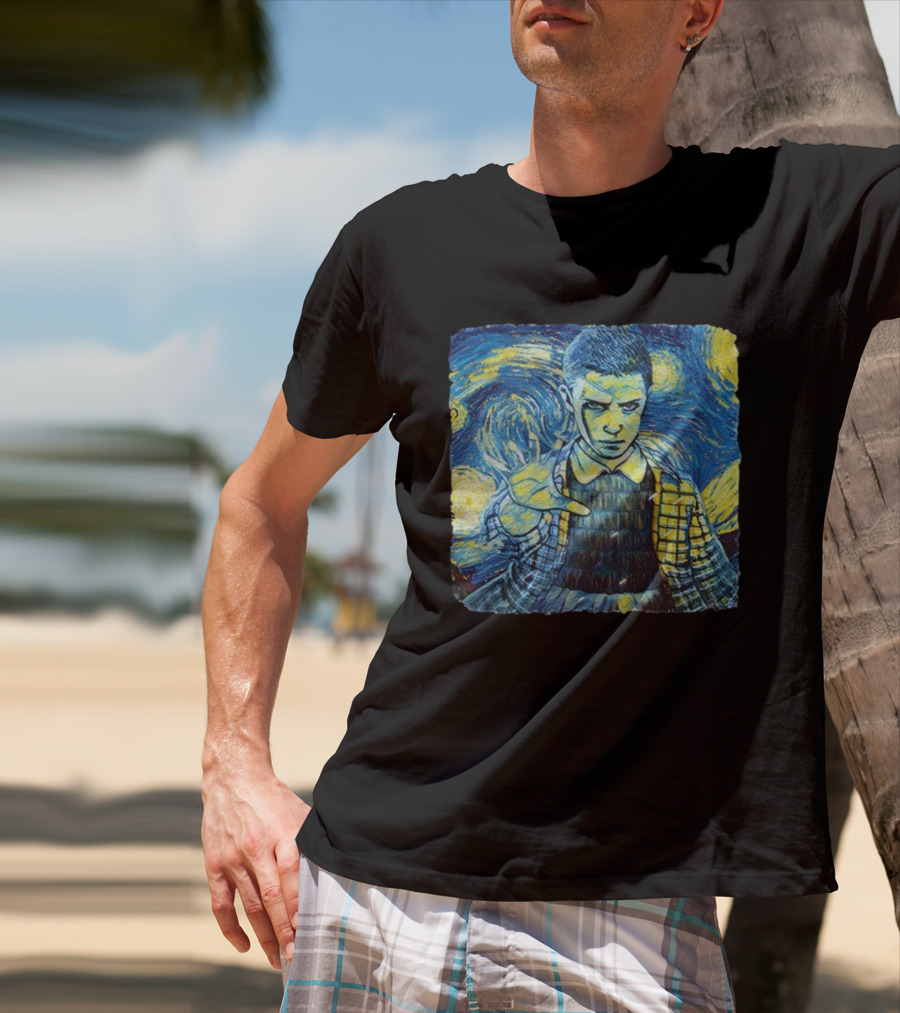 Eleven Starry Night Van Gogh Stranger Things Fusion Painting Style T-Shirt