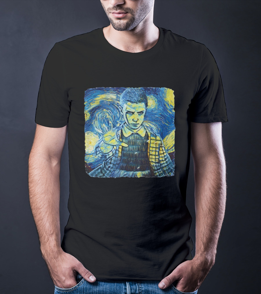 Eleven Starry Night Van Gogh Stranger Things Fusion Painting Style T-Shirt