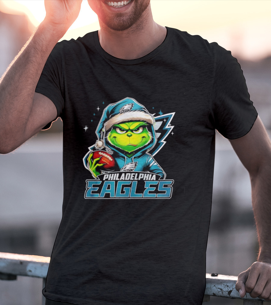 Grinch Santa Philadelphia Eagles Christmas Football T-Shirt