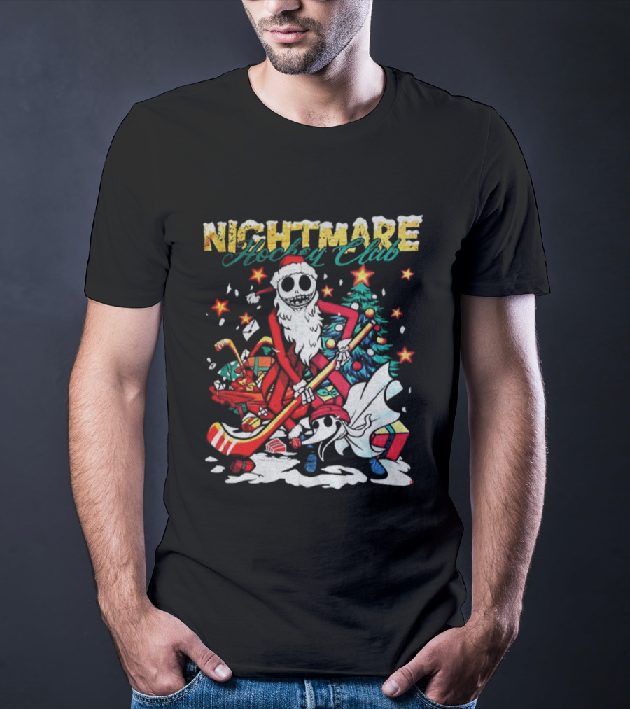 Nightmare Hockey Club Jack Skellington Zero Christmas Theme T-Shirt