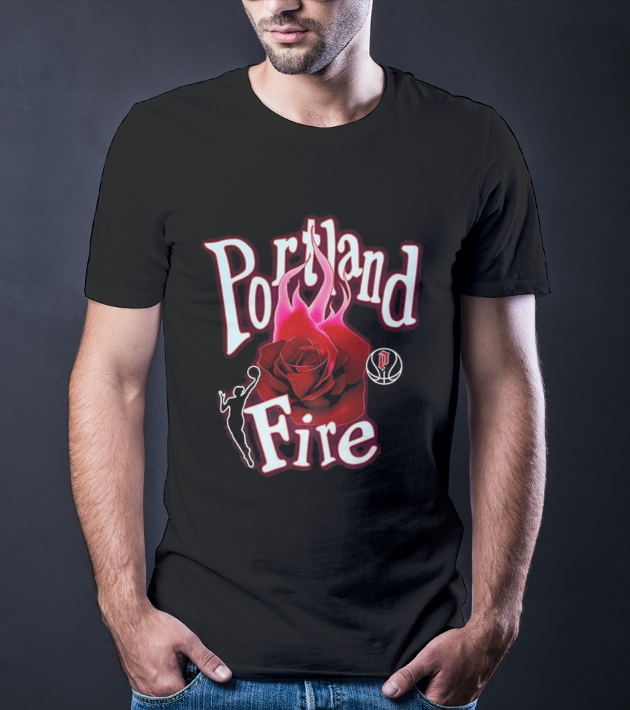 Portland Fire WNBA Rose Flame Design T-Shirt