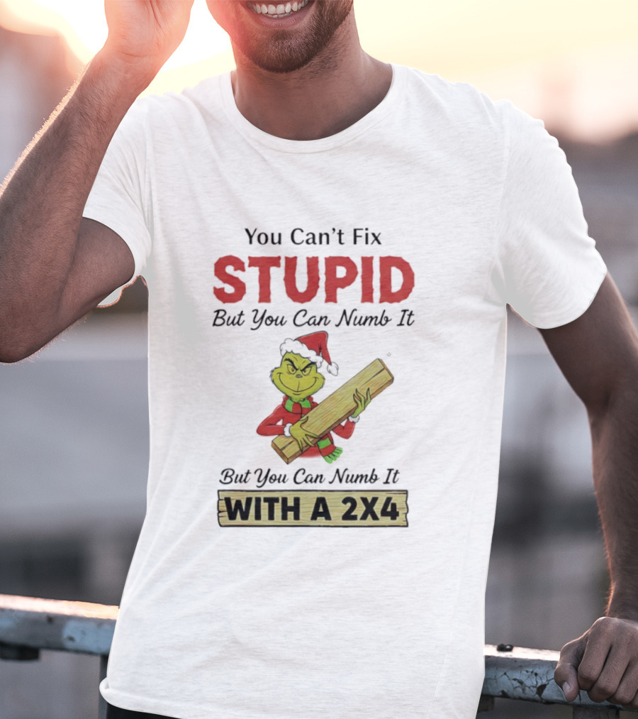 Grinch You Can't Fix Stupid But You Can Numb It With A 2x4 T-Shirt