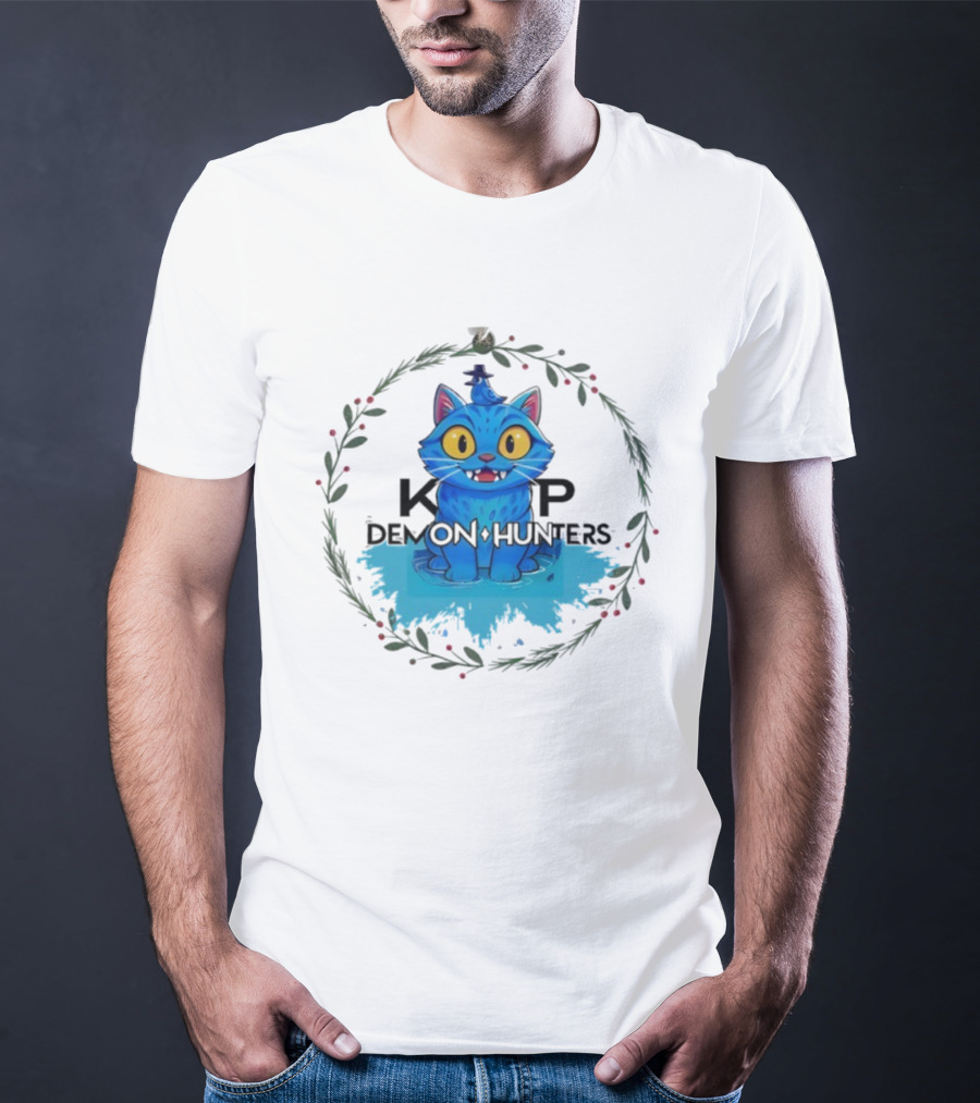 K-pop Demon Hunter Derpy Christmas Ornament Cute Blue Cat T-Shirt
