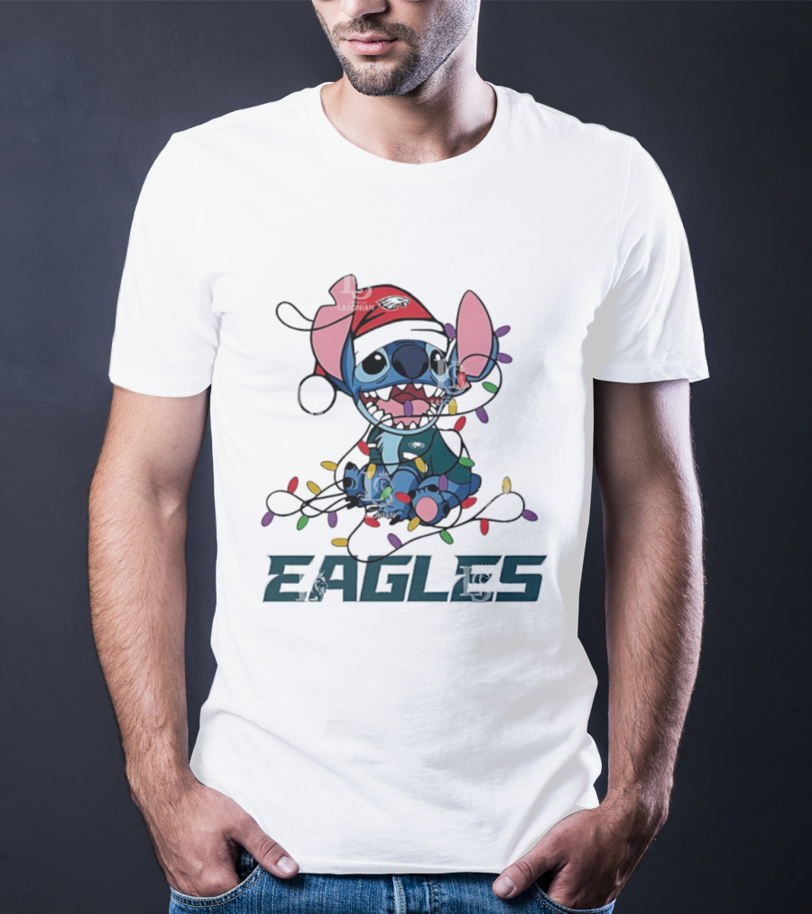 Philadelphia Eagles Stitch Christmas Lights Ornament Holiday Design T-Shirt