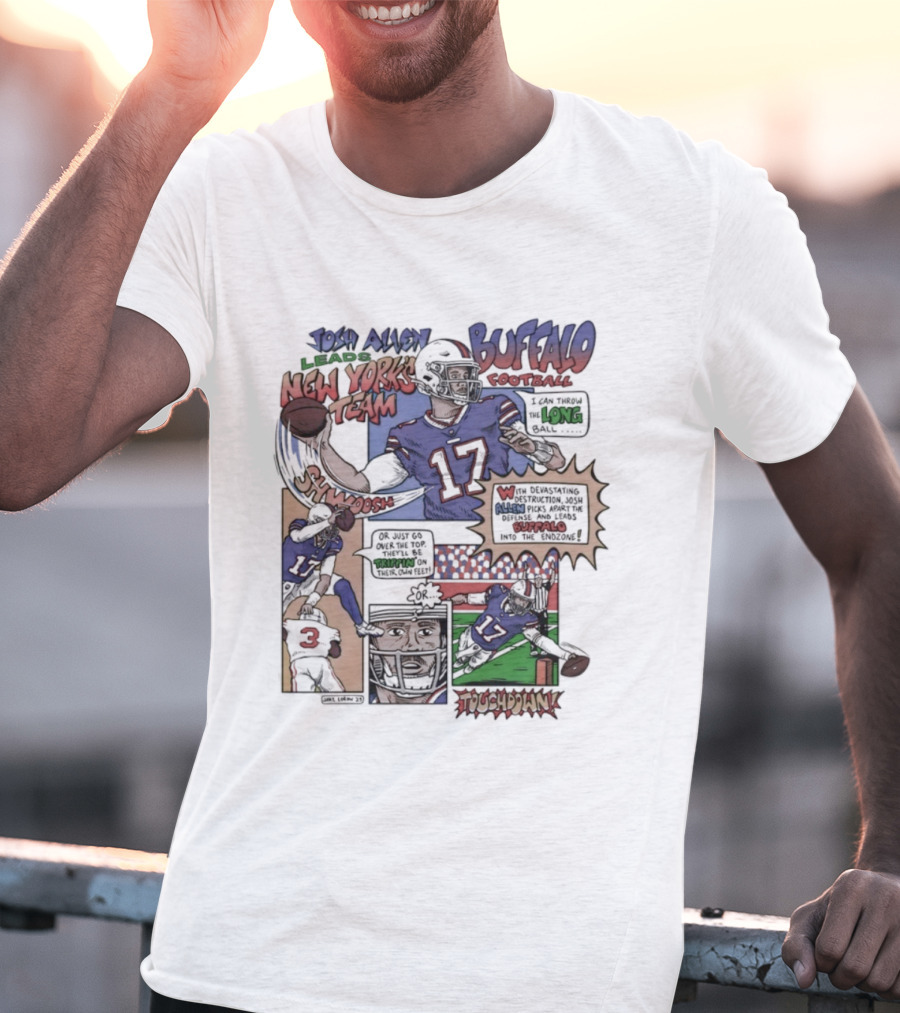 Josh Allen Buffalo Football New York's Team Super Josh Comic Style Touchdown Hero T-Shirt