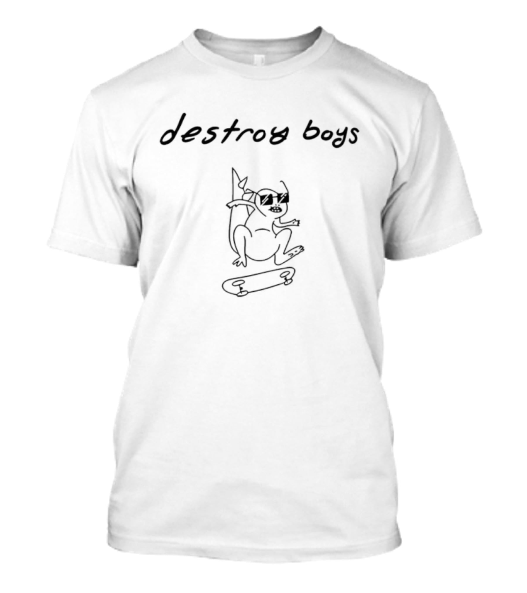 Destroy Boys Dino Skater Skateboarding Dinosaur With Sunglasses T-Shirt