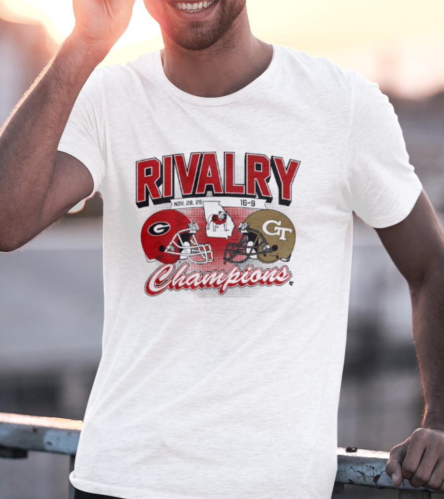 Georgia Vs. Georgia Tech Rivalry Champions 2025 Football Helmets T-Shirt