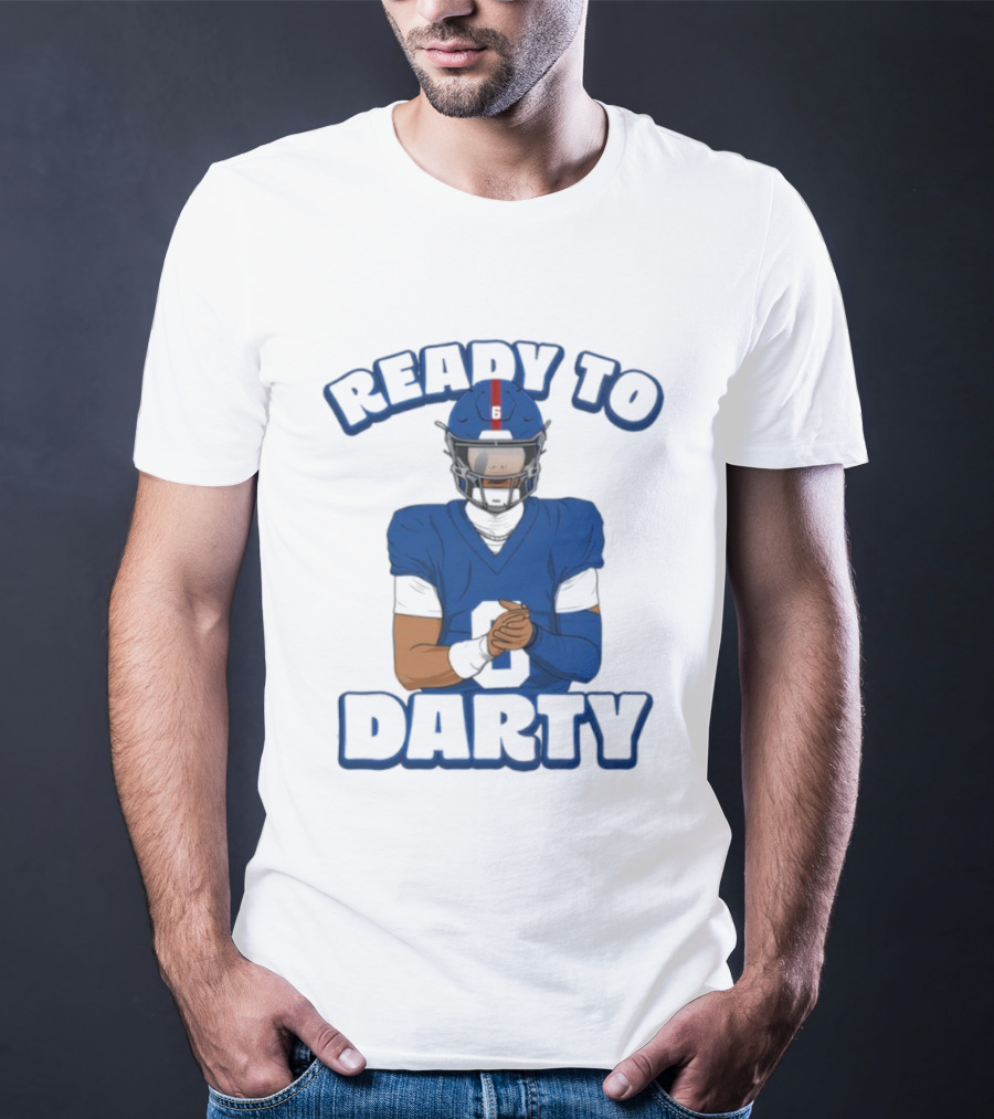 Jaxson Dart Ready To Darty NY Giants Football Illustration T-Shirt