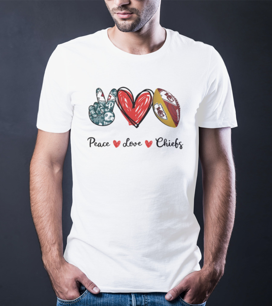 Peace Love Chiefs Kansas City Football T-Shirt