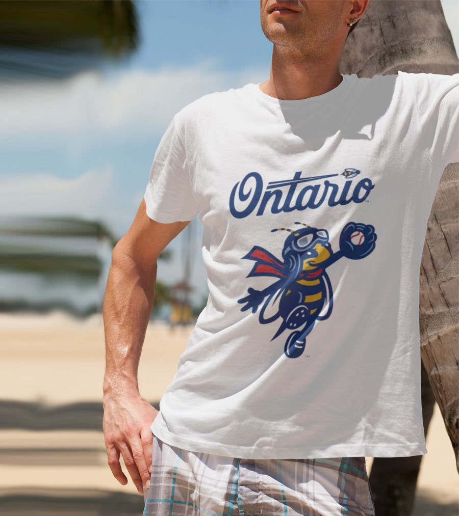 Ontario Buzzers Bee Mascot With Stylish Script And Flying Design T-Shirt