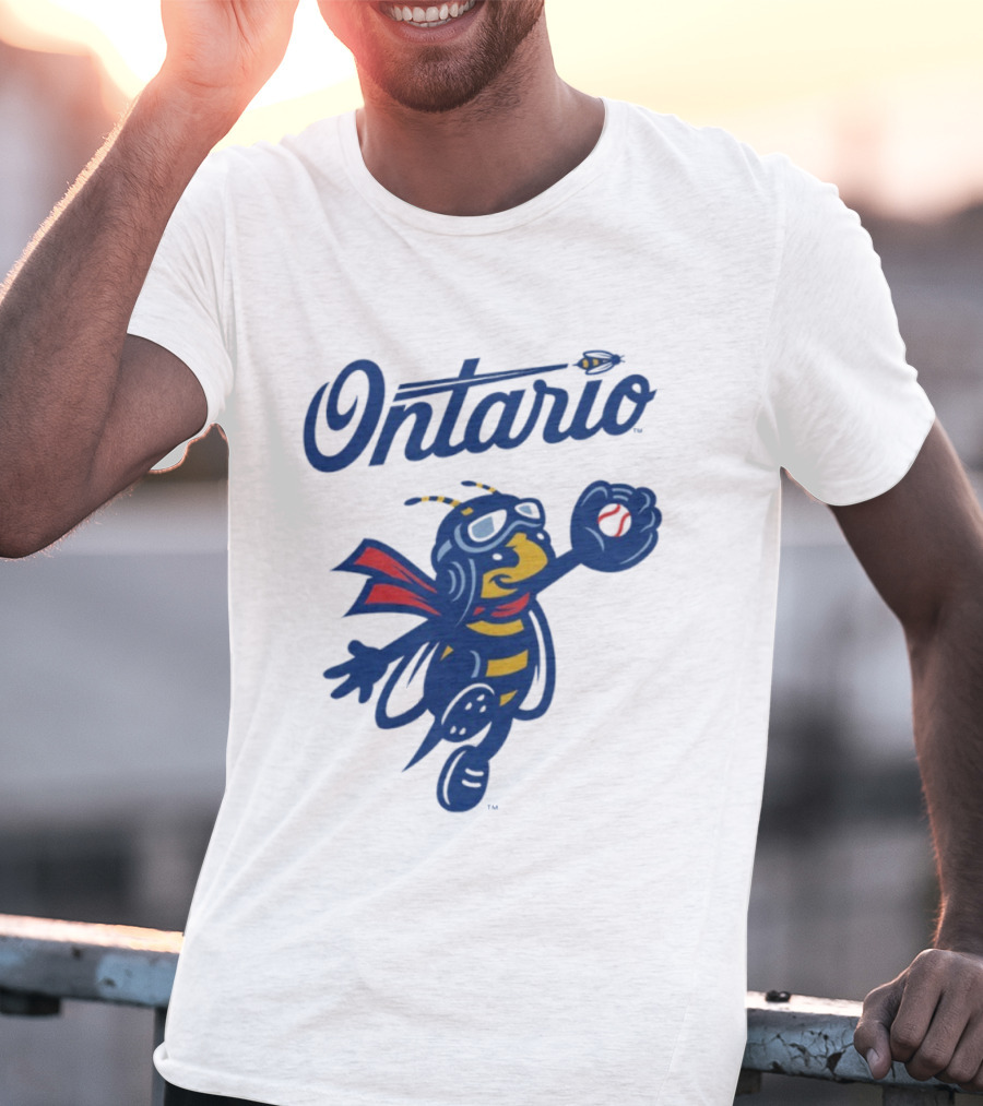 Ontario Buzzers Bee Mascot With Stylish Script And Flying Design T-Shirt