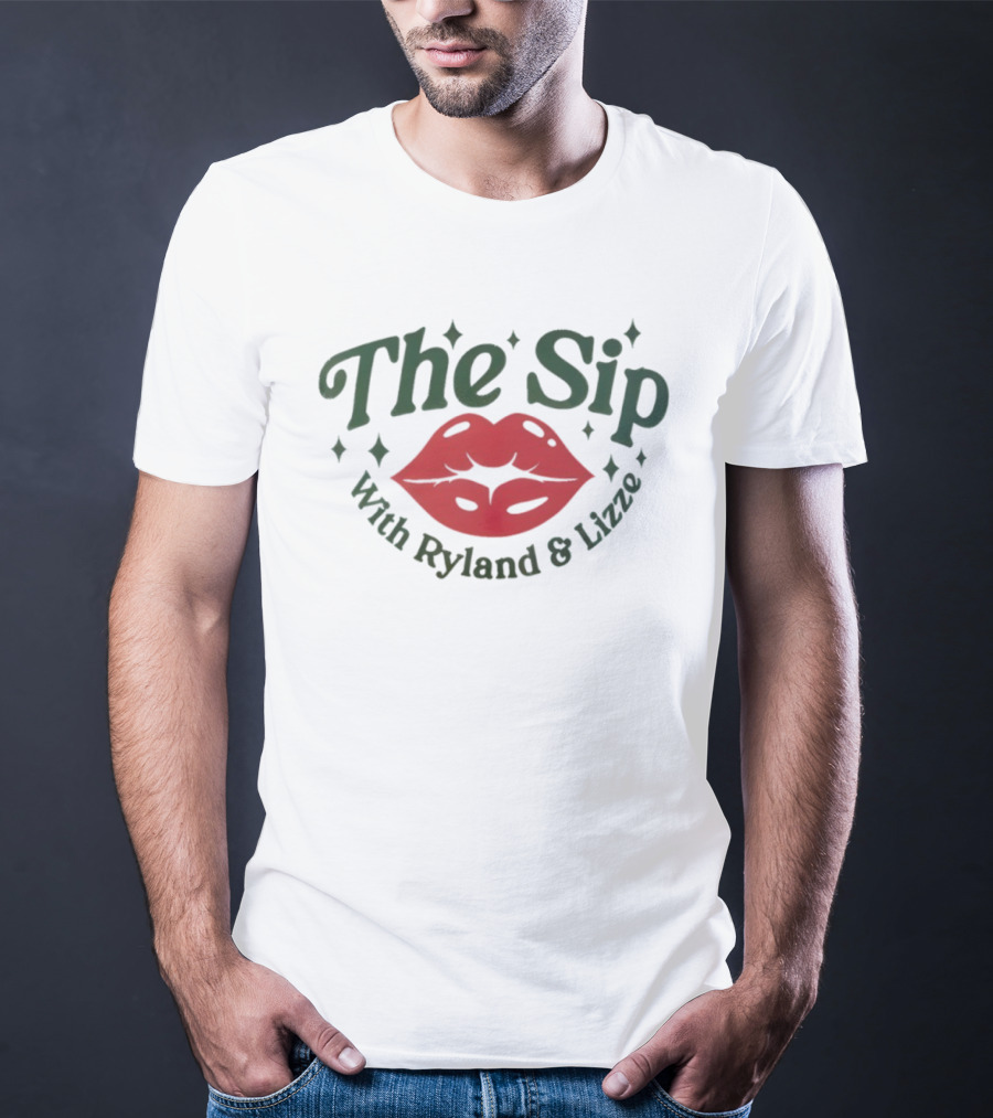 The Sip Red Lips Ryland Lizze Stars T-Shirt