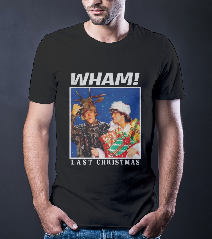 WHAM Last Christmas Festive Snow Scene With Presents And Reindeer Antlers T-Shirt