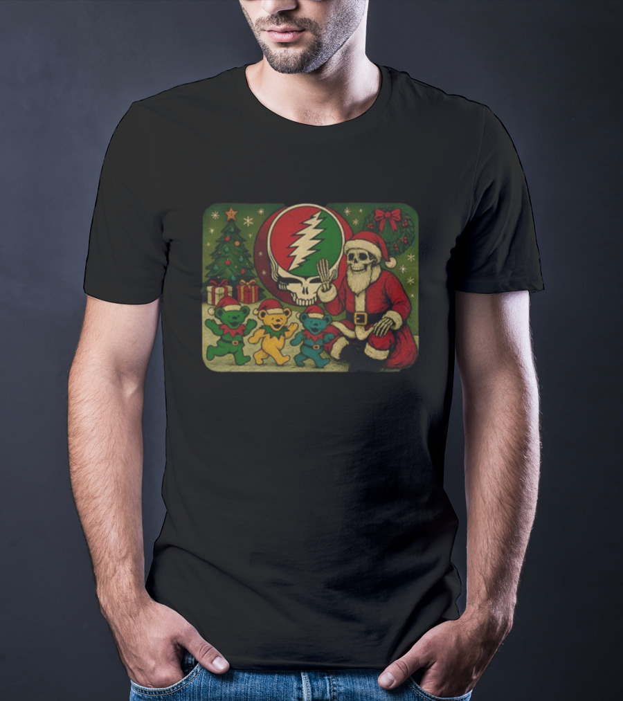 Grateful Dead Santa Skeleton Steal Your Face Bear Christmas T-Shirt