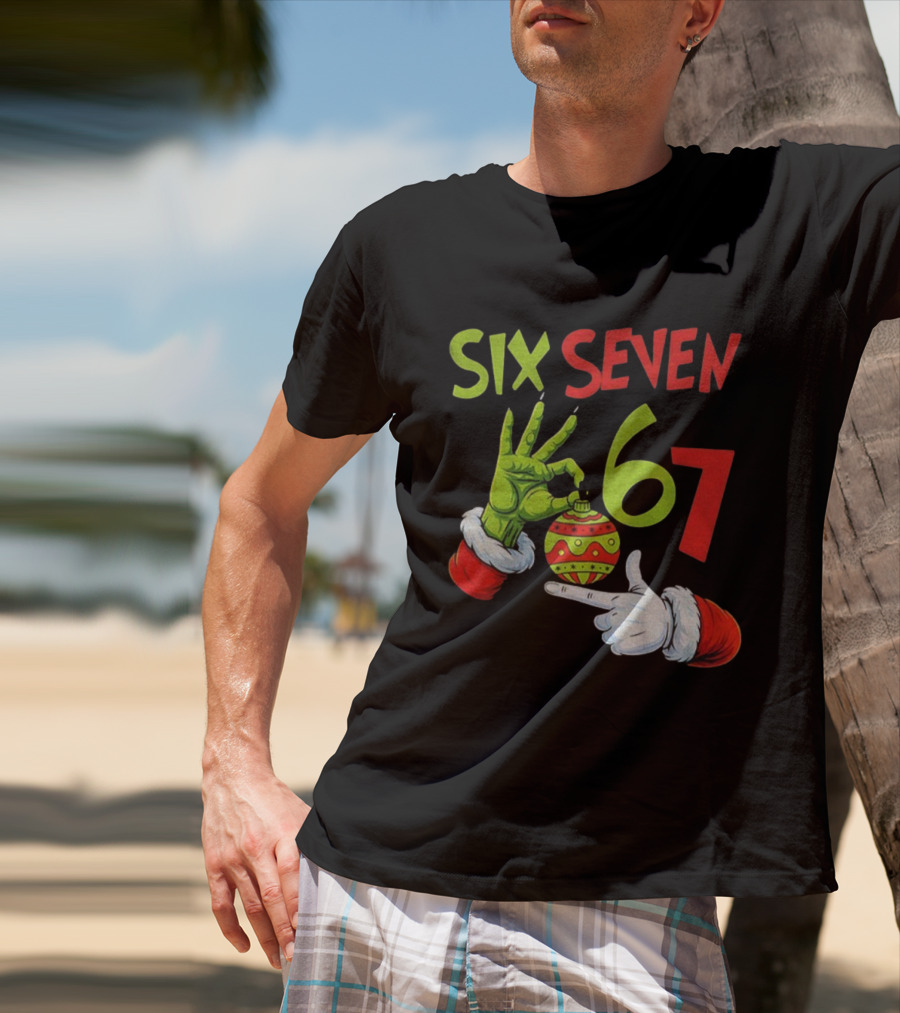 Six Seven 67 Grinch Christmas Bauble Merry Christmas T-Shirt
