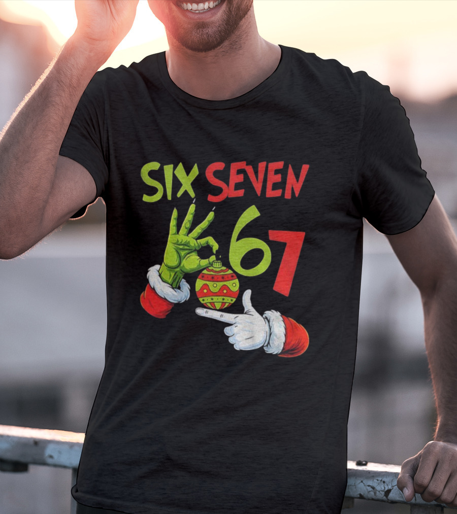 Six Seven 67 Grinch Christmas Bauble Merry Christmas T-Shirt