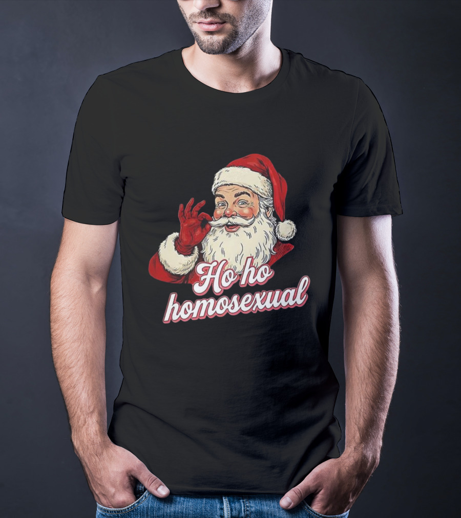 Santa Claus Ho Ho Homosexual Merry Christmas LGBTQ Pride T-Shirt