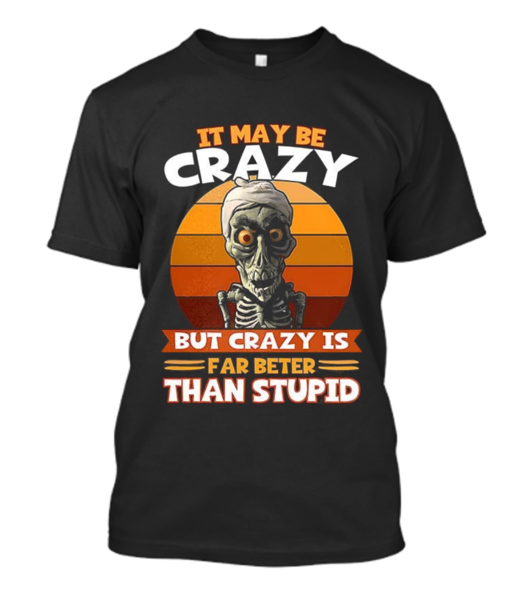 It May Be Crazy But Crazy Is Far Better Than Stupid Vintage Skeleton T-Shirt