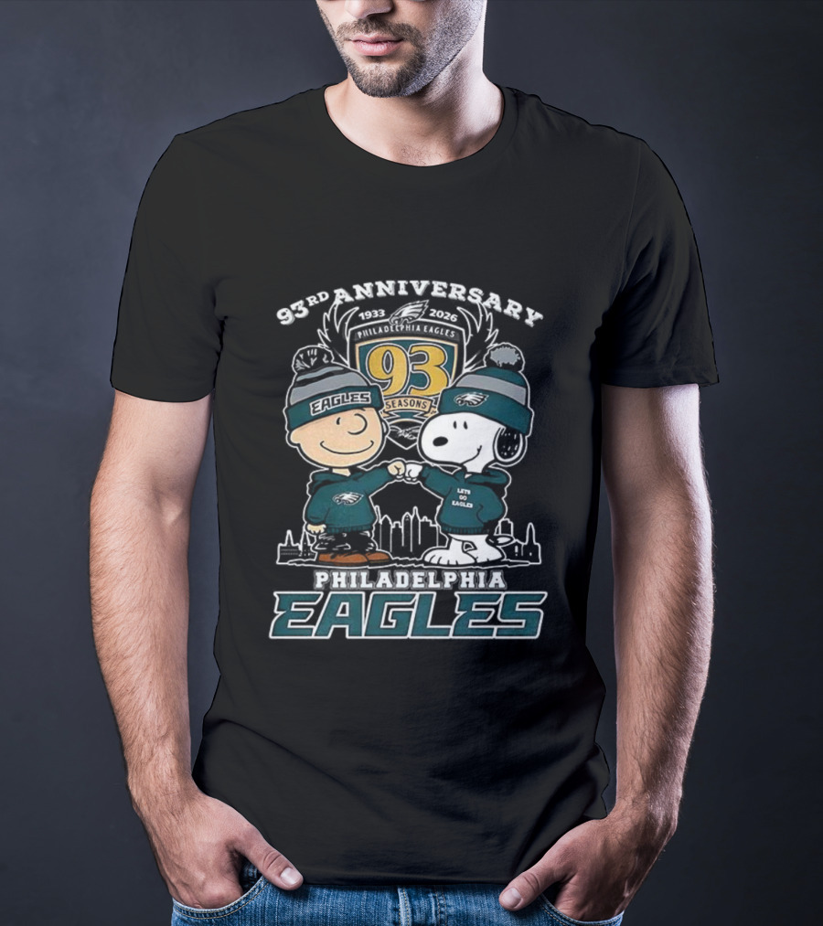 Snoopy Charlie Brown Philadelphia Eagles 93rd Anniversary 1933-2026 T-Shirt