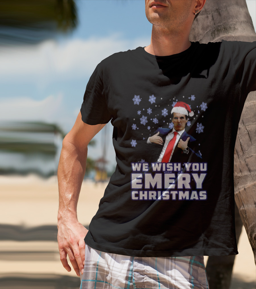 Unai Emery Santa Hat We Wish You Emery Christmas Holiday Design T-Shirt