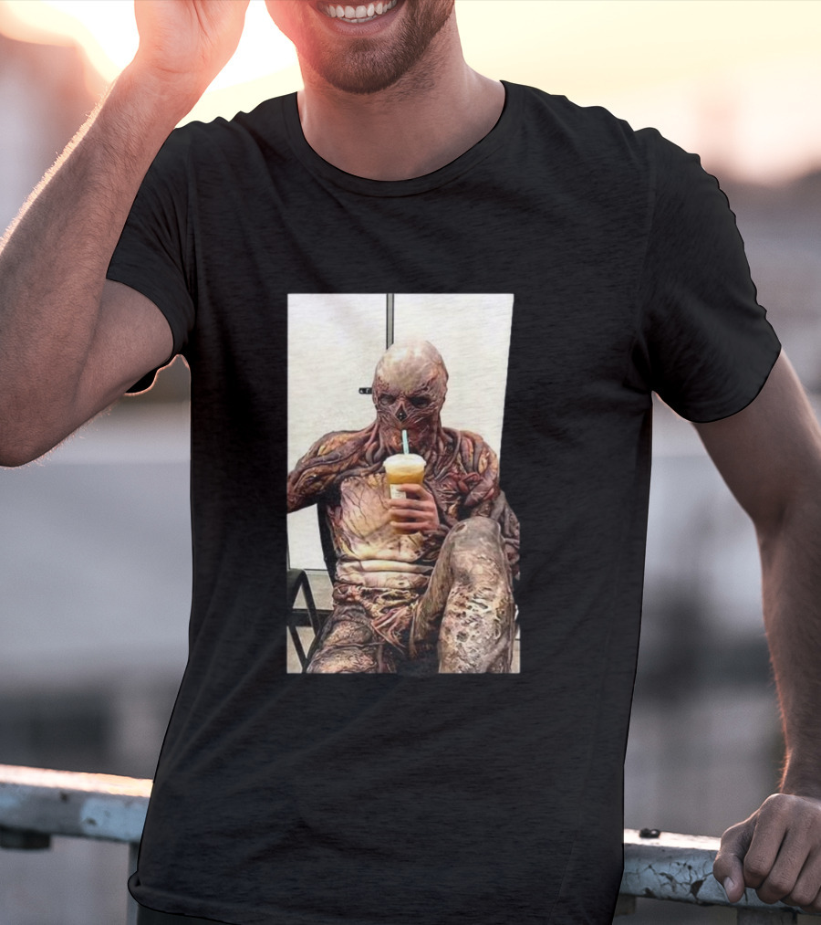 Vagner Stranger Things Creature Meme Coffee Scene T-Shirt