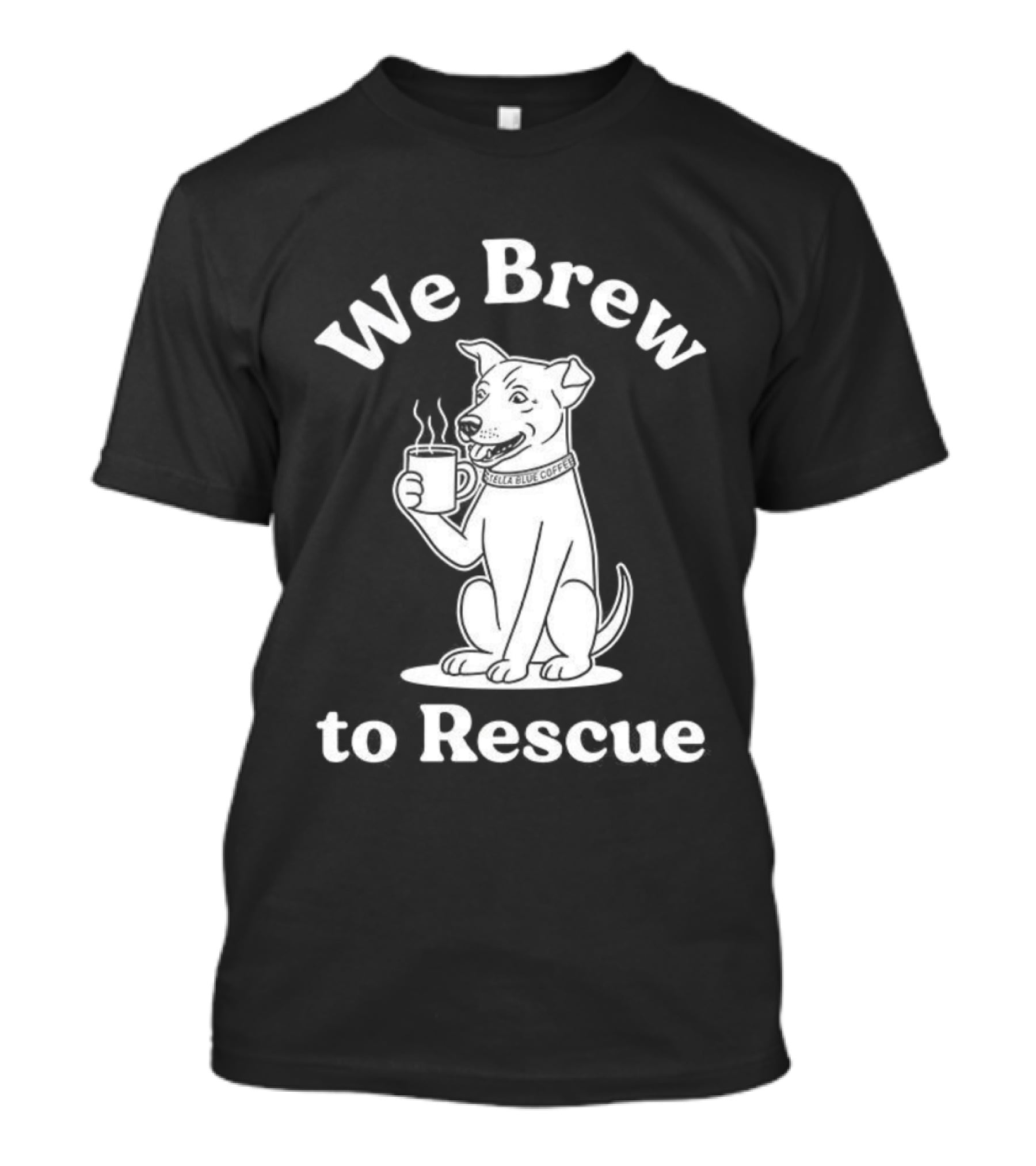 We Brew To Rescue Coffee Dog Paw Rescue Charity Tee T-Shirt