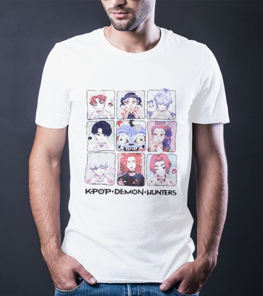 Kpop Demon Hunters Saja Boys Group Colorful Character Portraits T-Shirt