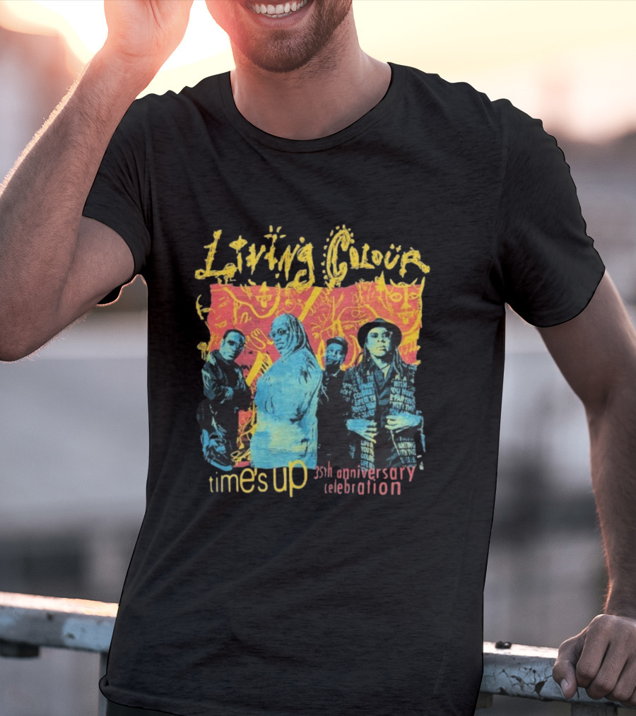 Living Colour Time’s Up 35th Anniversary Celebration Vintage Band Collage T-Shirt
