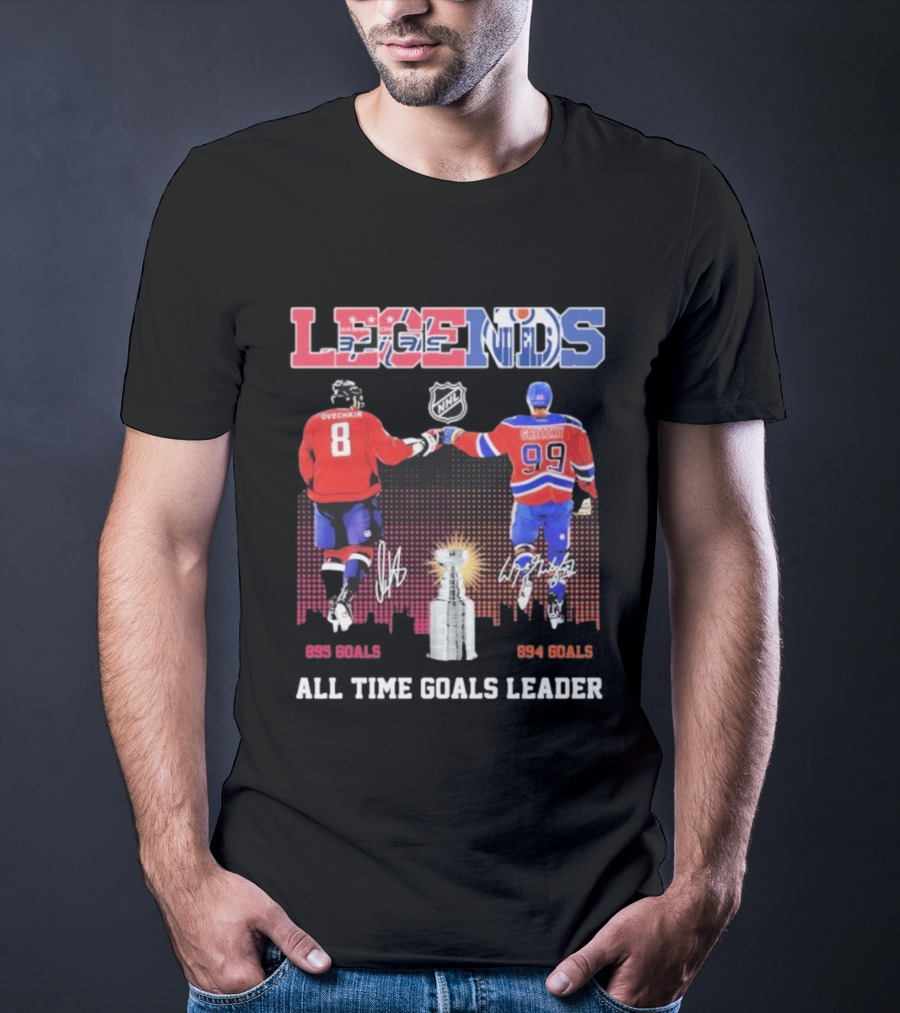 Alex Ovechkin 895 Wayne Gretzky 894 NHL Capitals Oilers Legends All Time Goals Leader T-Shirt
