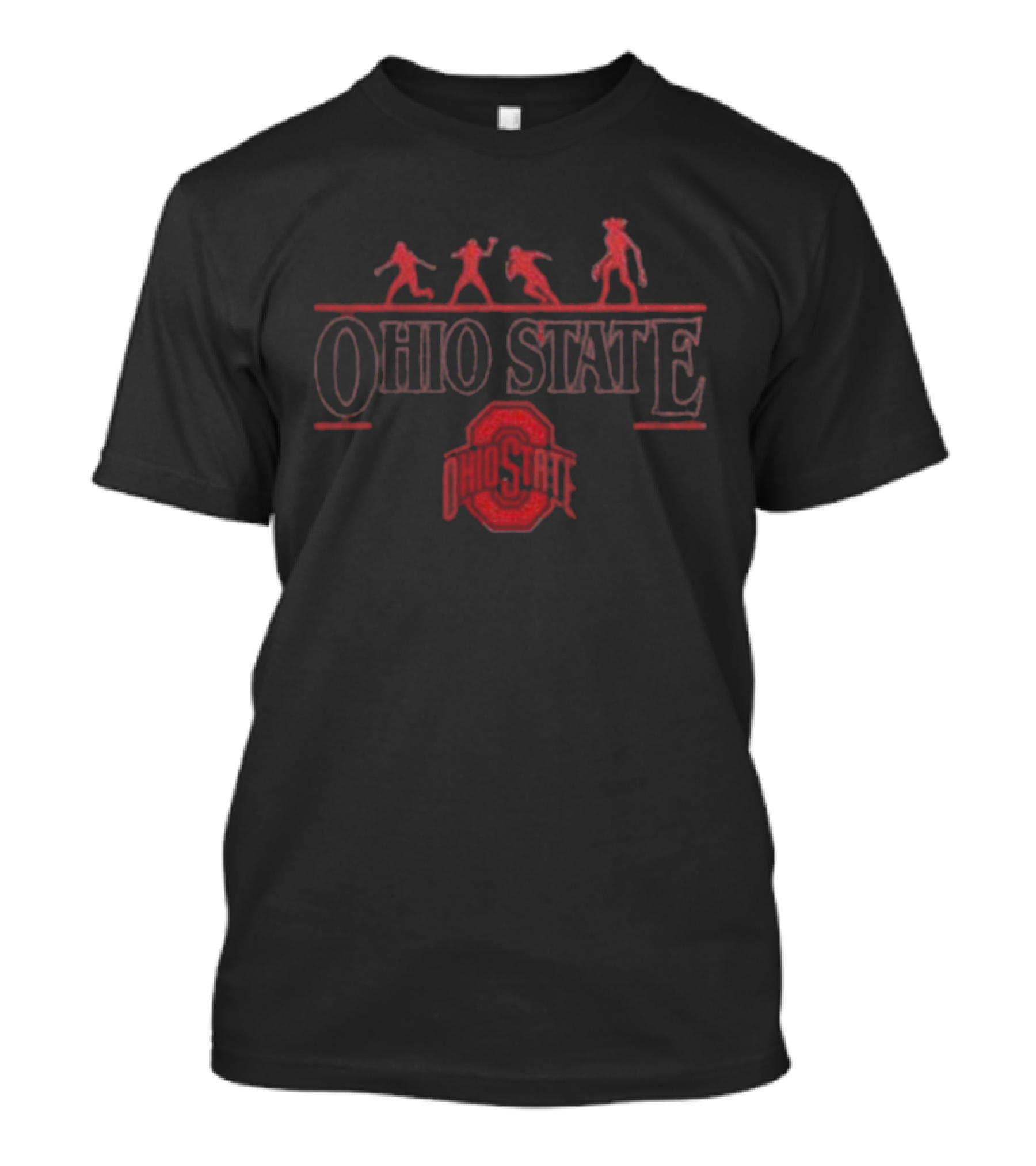Ohio State Buckeyes Stranger Things Demogorgon 2025 Upside Down Football Players Silhouette T-Shirt