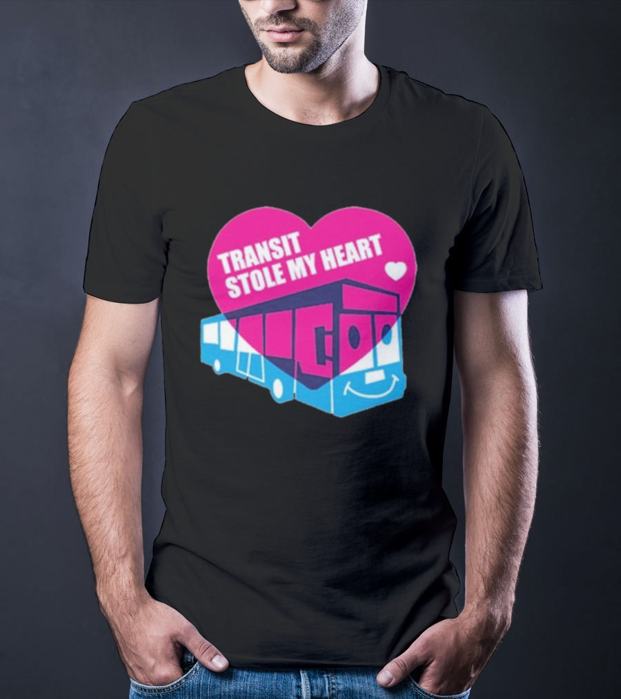 Transit Stole My Heart Smiling Bus And Heart Design T-Shirt