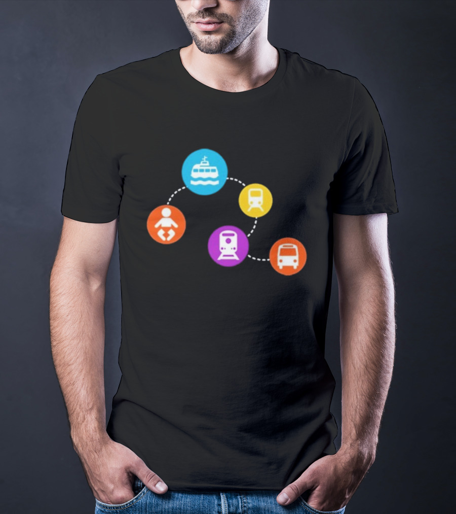 Translink Wayfinding Ferry Train Bus Baby Icon Circles T-Shirt