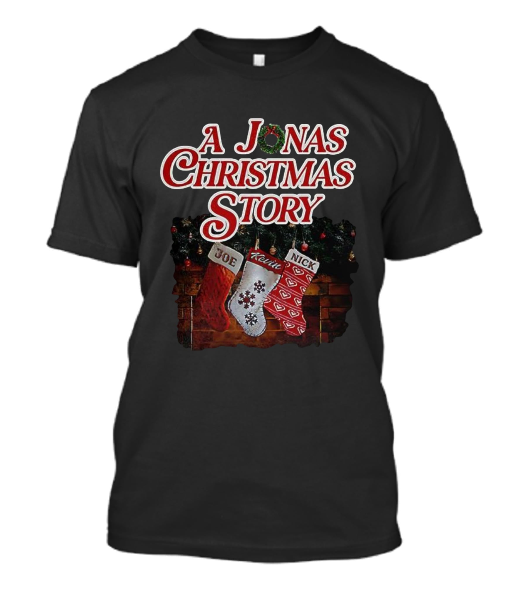 A Jonas Christmas Story Joe Kevin Nick Stockings T-Shirt