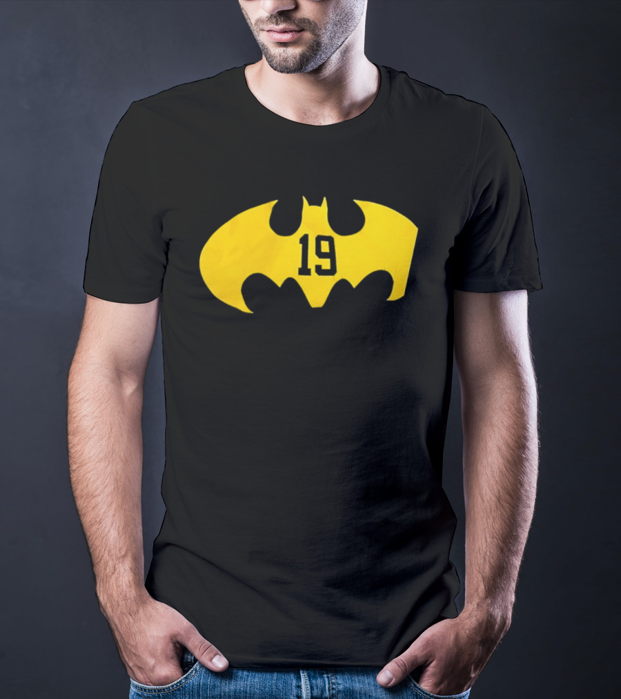 Batman 19 Michigan Wolverines Logo Icon Yellow Bat Symbol T-Shirt