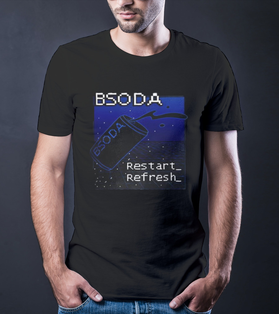 BSODA Can Restart Refresh Pixel Art Aesthetic Retro Digital Style T-Shirt