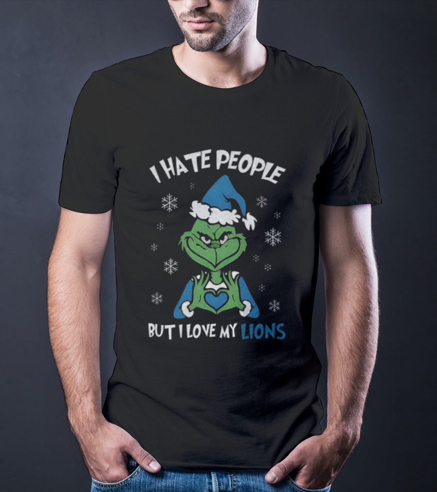 I Hate People But I Love My Lions Grinch Christmas Snowflakes T-Shirt