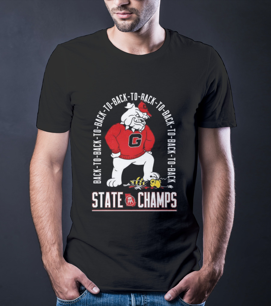 Georgia Bulldogs Vs Georgia Tech Yellow Jackets Back-to-Back-to-Back State Champs T-Shirt