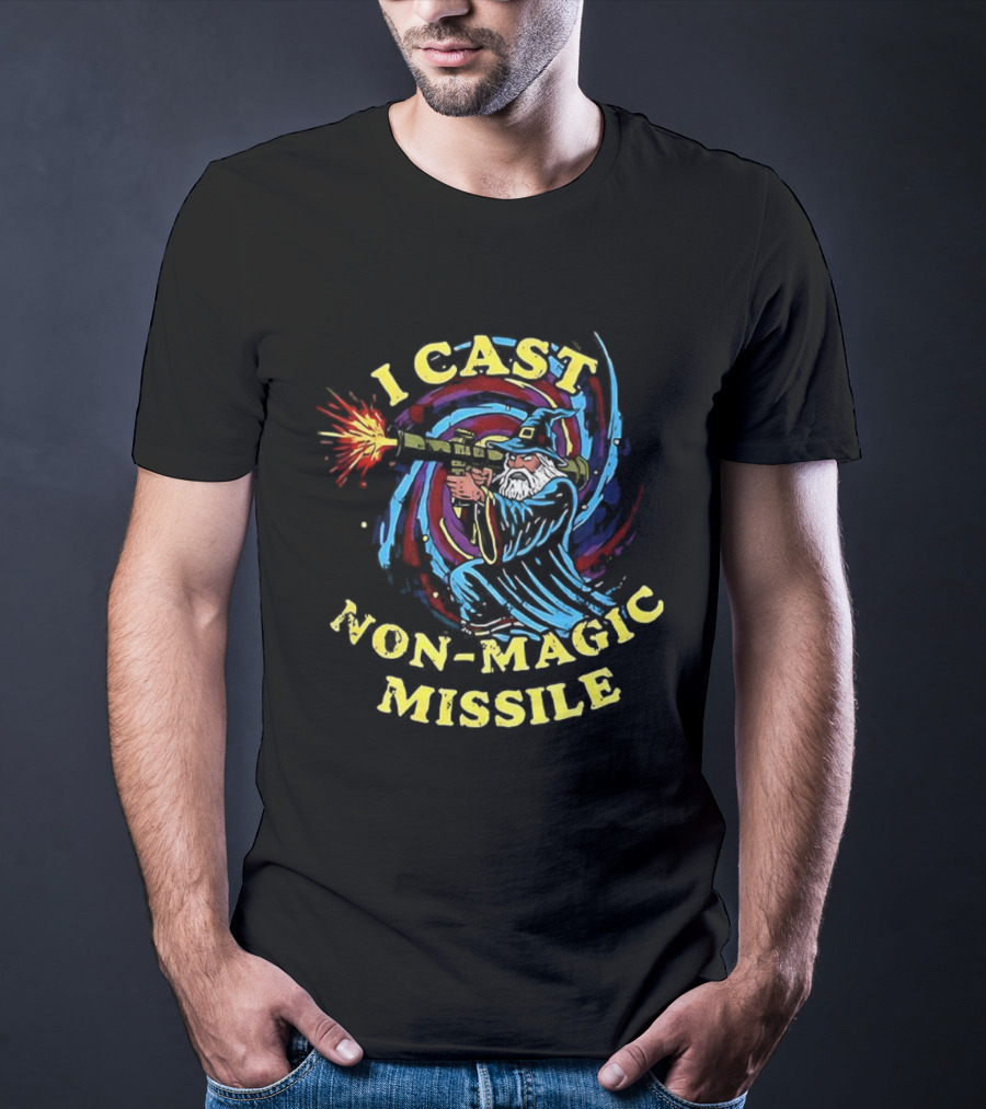 I Cast Non-Magic Missile Wizard Rocket Fantasy Art T-Shirt