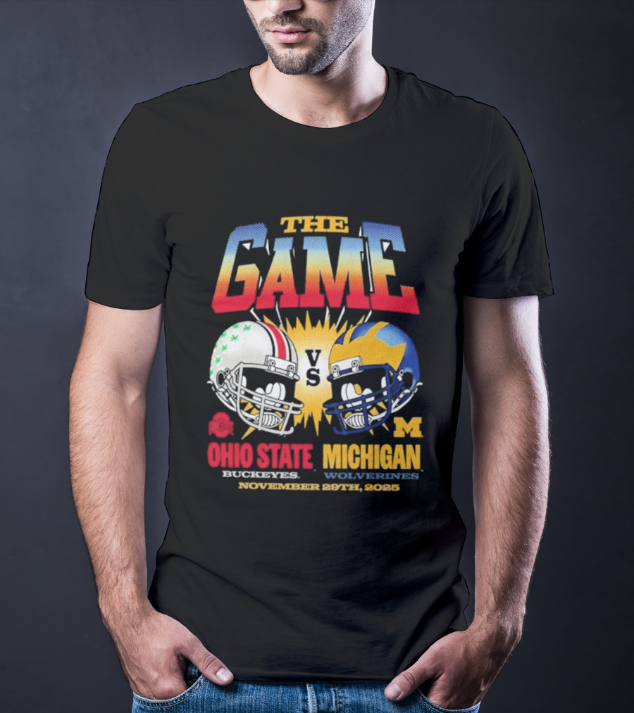 Ohio State Buckeyes Vs Michigan Wolverines The Game November 29th 2025 Helmet Rivalry Showdown T-Shirt