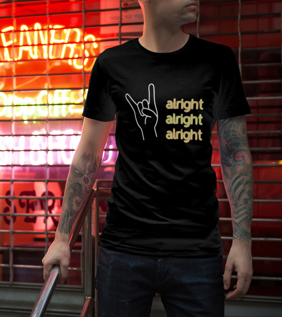 Texas Longhorns Hook Em Neon Sign Alright Alright Alright Gesture T-Shirt